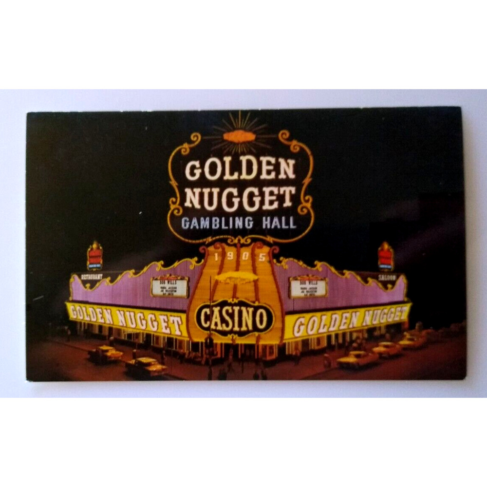 Golden Nugget Gambling Hall Casino Postcard Las Vegas Nevada Saloon Old Cars
